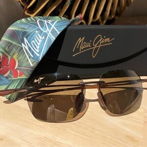 Maui Jim Sunglasses KOMOHANA MJ446-26M Brown Rimless Frames with Brown Polarized